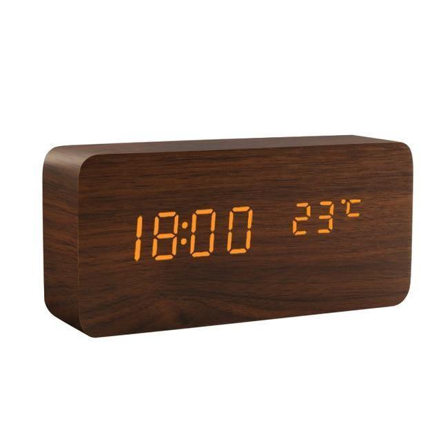 Minimalist Wooden Cube LED Alarm Clock for Modern Bedrooms