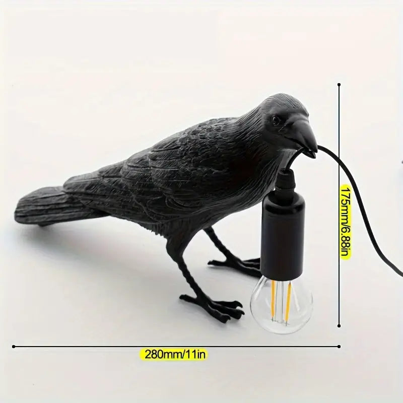 Black Crow Raven Lamp Holding Edison Bulb – Artistic Statement Lighting for Modern Interiors