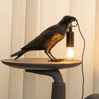 Black Crow Raven Lamp Holding Edison Bulb – Artistic Statement Lighting for Modern Interiors
