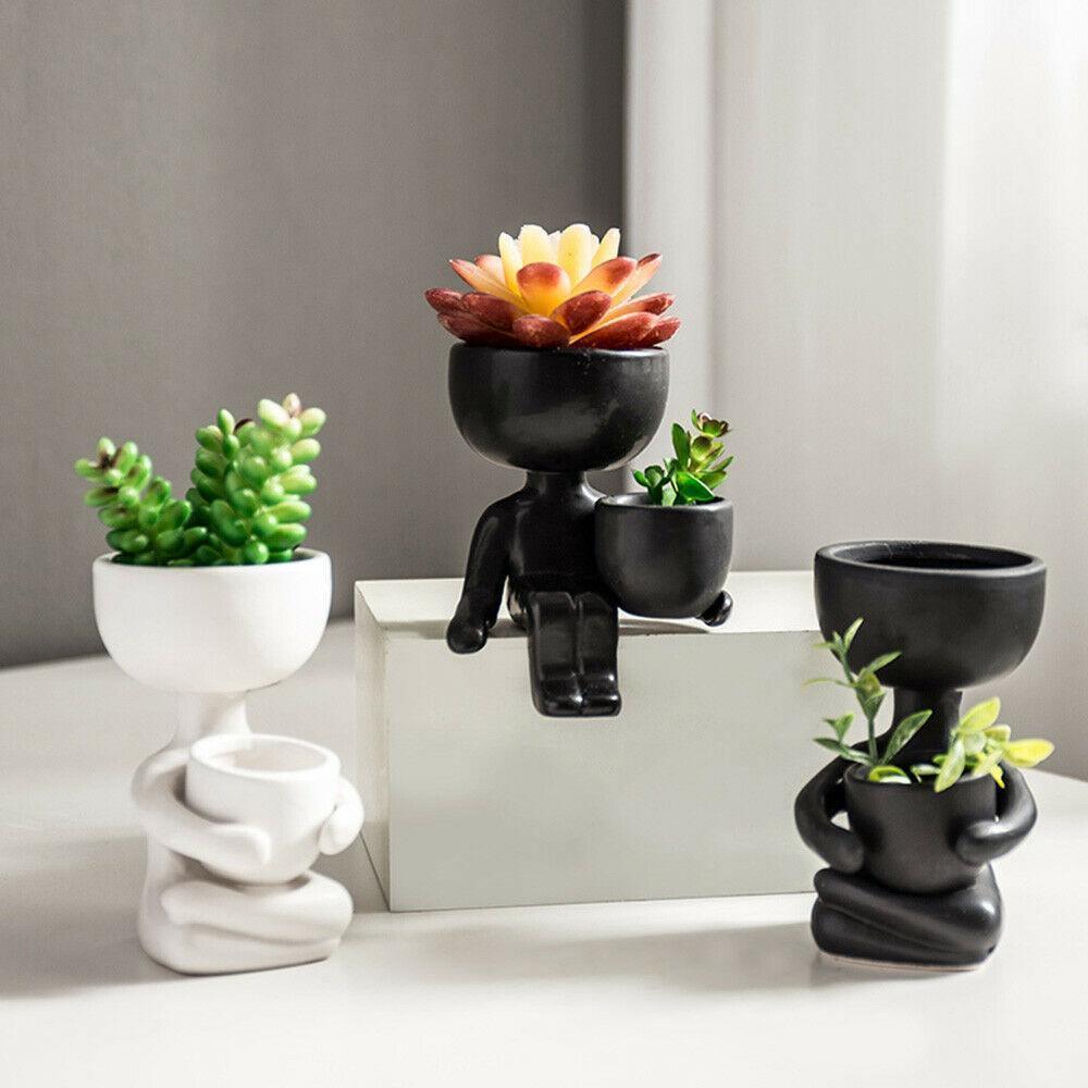 Sculptural Ceramic Succulent Pot – Modern Decorative Planter for Shelves & Desks