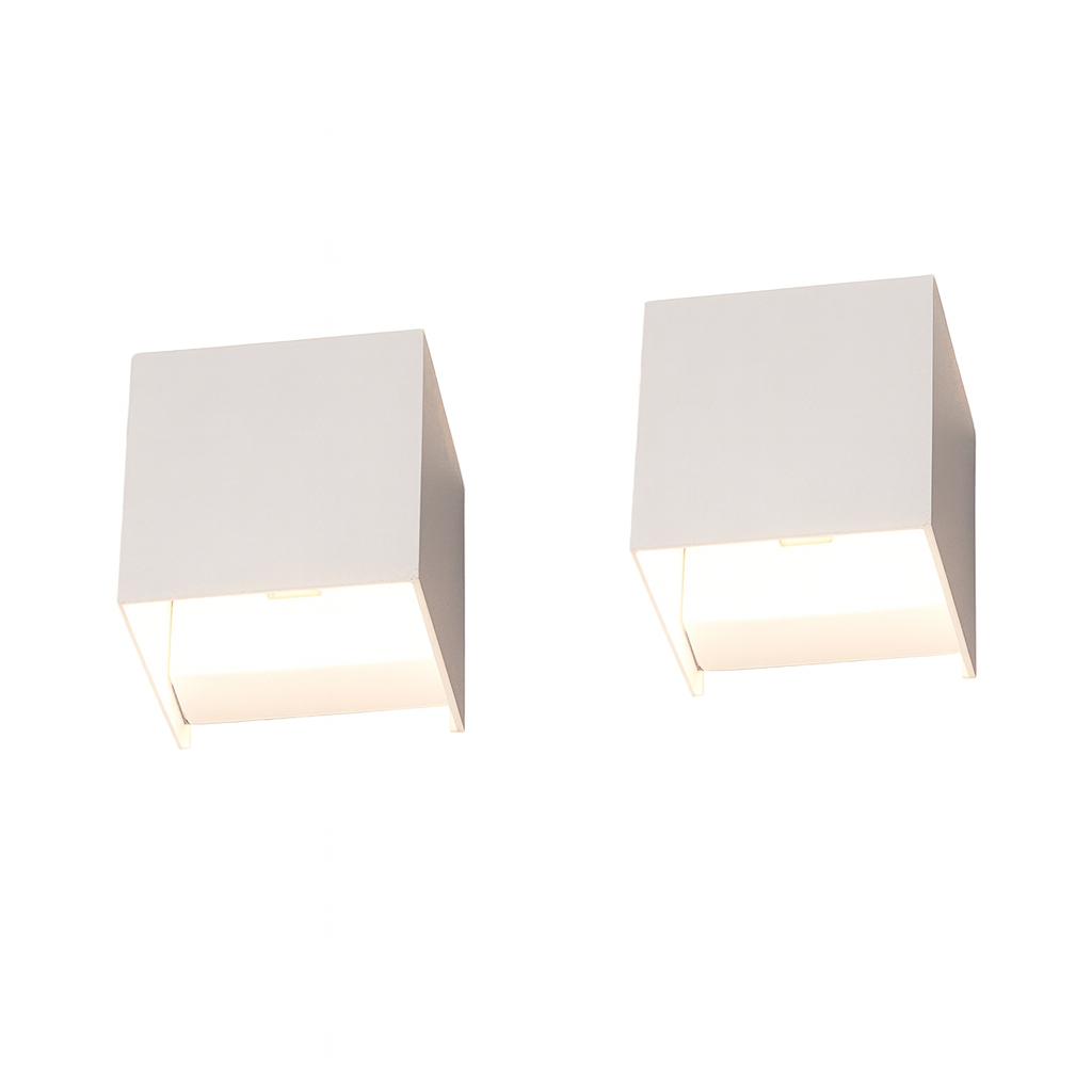 Modern Cube LED Wall Light with Wireless Design and Customizable Up & Down Lighting